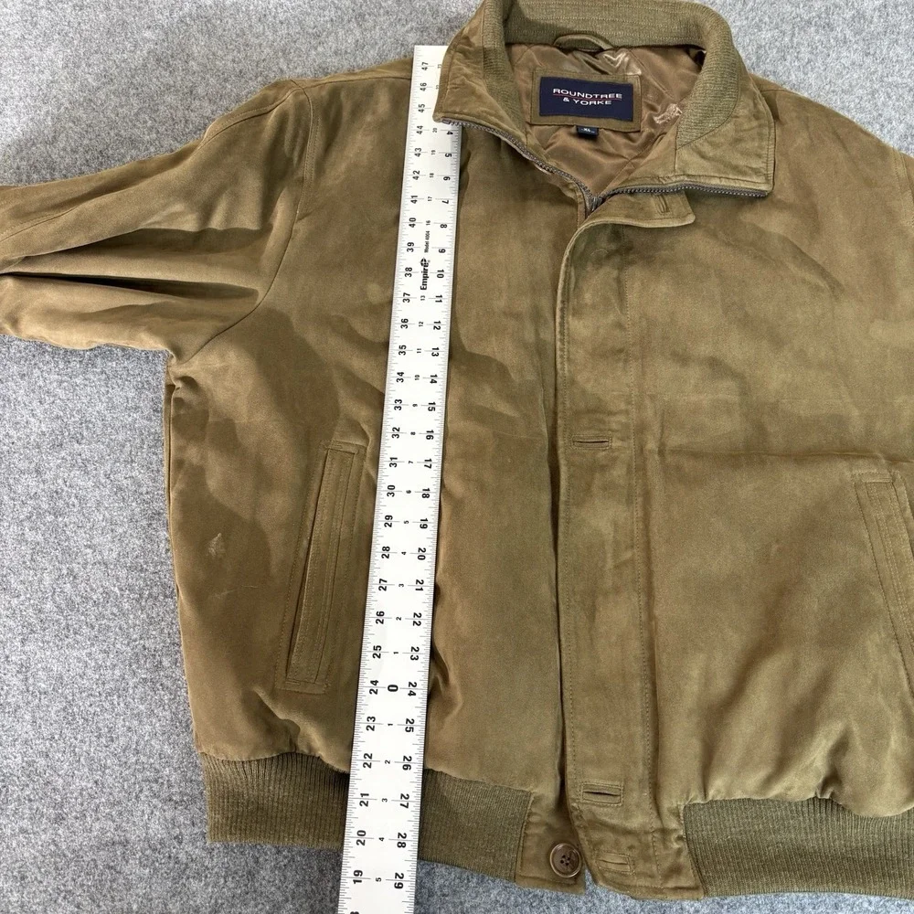 Roundtree & Yorke Mens Bomber Jacket Xl Thinsulate Insulated Full Zip Suede Look - Picture 14 of 16